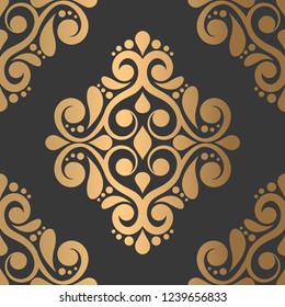 Black and gold ornamental seamless pattern. Vintage vector, paisley elements. Ornament. Traditional, Turkish, Indian motifs. Great for fabric and textile, wallpaper, packaging or any desired idea.