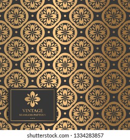 Black and gold ornamental seamless pattern. Vintage vector, luxury elements. Great for fabric, invitation, flyer, menu, brochure, background, wallpaper, decoration, packaging or any desired idea.
