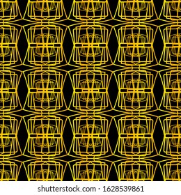 Black and gold ornamental seamless pattern. Vintage elements. Art deco damask design. Retro design for beauty spa salon, wrapping paper, ornaments, gift packaging, backdrop.