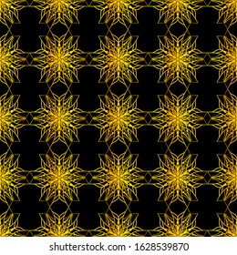 Black and gold ornamental seamless pattern. Vintage elements. Art deco damask design. Retro design for beauty spa salon, wrapping paper, ornaments, gift packaging, backdrop.