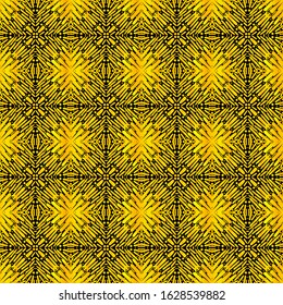 Black and gold ornamental seamless pattern. Vintage elements. Art deco damask design. Retro design for beauty spa salon, wrapping paper, ornaments, gift packaging, backdrop.