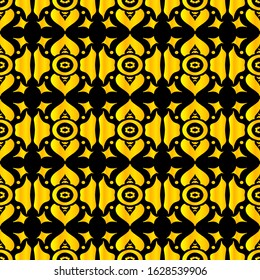 Black and gold ornamental seamless pattern. Vintage elements. Art deco damask design. Retro design for beauty spa salon, wrapping paper, ornaments, gift packaging, backdrop.