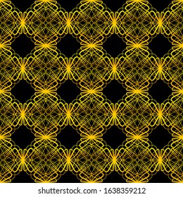 Black and gold ornamental seamless pattern. Vintage elements. Art deco damask design. Retro design for beauty spa salon, wrapping paper, ornaments, gift packaging, backdrop.