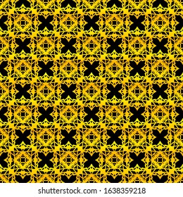 Black and gold ornamental seamless pattern. Vintage elements. Art deco damask design. Retro design for beauty spa salon, wrapping paper, ornaments, gift packaging, backdrop.