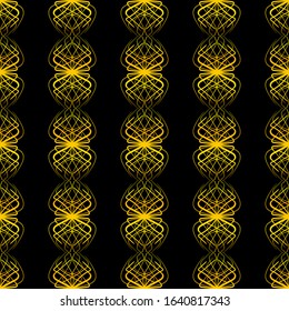 Black and gold ornamental seamless pattern. Vintage elements. Art deco damask design. Retro design for beauty spa salon, wrapping paper, ornaments, gift packaging, backdrop.