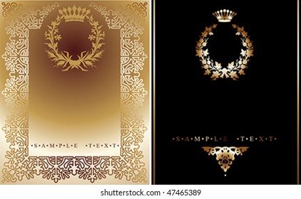 Black And Gold Ornate Banner. Vector Illustration.