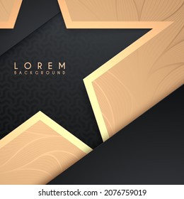 Black and gold ornate star shape frame background