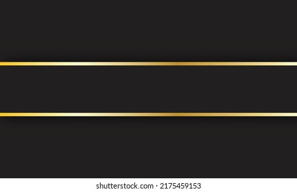 Cabecera vectorial de rayas superpuestas en negro y oro. Banner de material geométrico con espacio en blanco para su logotipo. vector abstracto oscuro