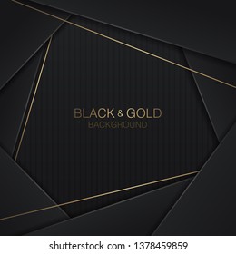 Black & gold paper art background