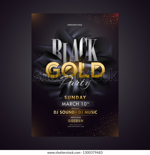 Black Gold Party Template Poster Design Stock Vector (Royalty Free