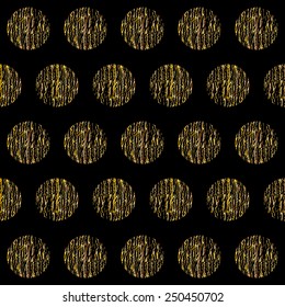 Black and gold  pattern. Abstract modern background. Vector illustration.Black backdrop with gold relief circles