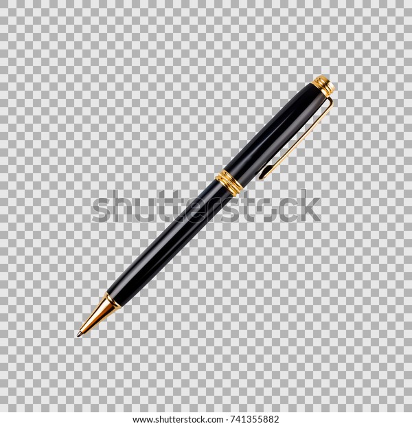 透明な背景にリアルなスタイルの黒と金のペン 3dストック デザインとビジネス用のベクターイラスト のベクター画像素材 ロイヤリティフリー