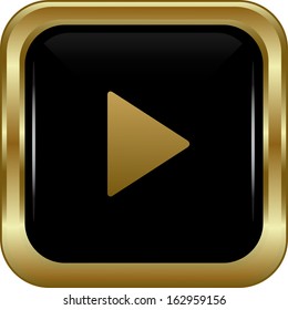 Black gold play button. Abstract vector illustration.