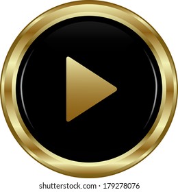 Black Gold Play Button Abstract Vector Stock Vector Royalty Free