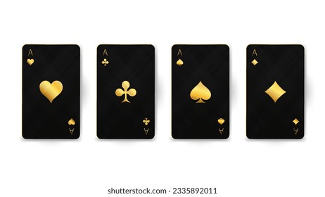 Black and Gold Poker Cards. Vector illustration