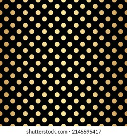 Black and gold polka dot vector pattern. Gold geometric repeat, endless repeating tile, golden wallpaper.