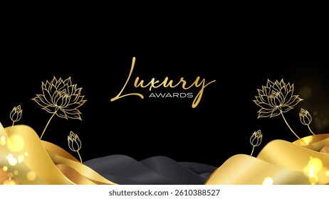 Black and Gold Premium Background. Creative Flyer Premium Luxury Template. Cool Anniversary Card. Grand Celebration Banner for Wedding and Engagement. Premium Thank You Design. Event Conference Post.