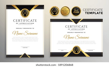 black and gold premium multipurpose certificate template