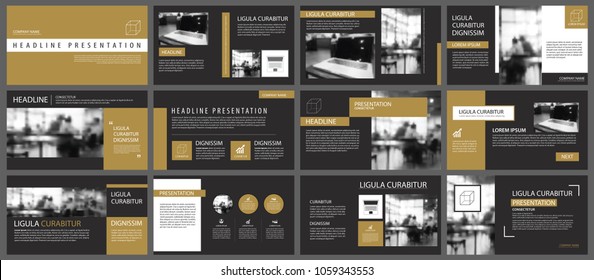 Black gold presentation templates and infographics elements background. Use for business annual report, flyer, corporate marketing, leaflet, advertising, brochure, modern style.