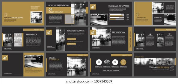 Black gold presentation templates and infographics elements background. Use for business annual report, flyer, corporate marketing, leaflet, advertising, brochure, modern style.