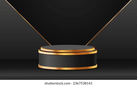 black and gold product presentation podium
