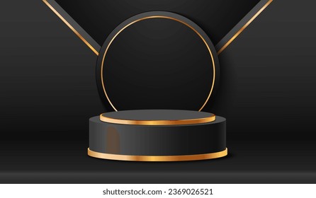 black and gold product presentation podium