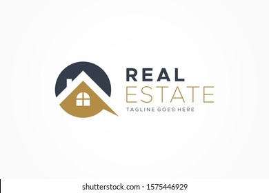 Black Gold Real Estate Logo. Construction Architecture Building Logo Design Template Element