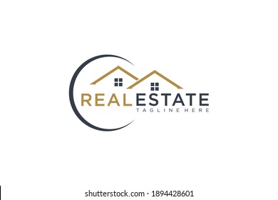 Black Gold Real Estate Logo. Construction Architecture Building Logo Design Template Element