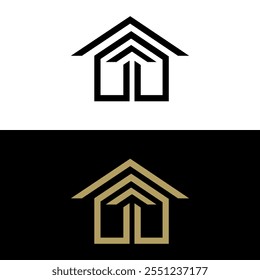 modelo de design de logotipo imobiliário preto e dourado