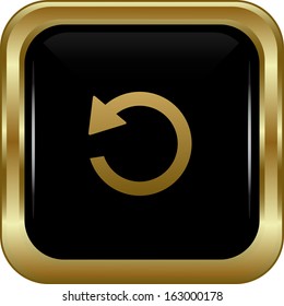 Black gold return button. Abstract vector illustration.