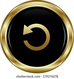 Black Gold Return Button. Abstract Vector Illustration.