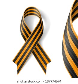 Black and gold Ribbon of St George on white background. 