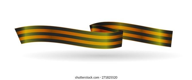 Black and gold Ribbon of St George on white background.