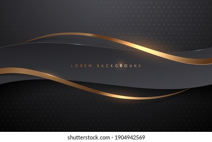 Black and gold ribbons abstract background