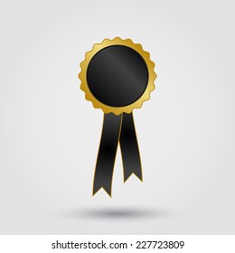 black with gold rosette and ribbon