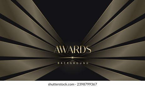 Las líneas de fondo de los gráficos de los premios reales de oro negro brillan con elegancia la plantilla de brillo moderno diseño abstracto corporativo de lujo.