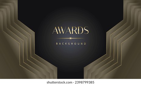 Las líneas de fondo de los gráficos de los premios reales de oro negro brillan con elegancia la plantilla de brillo moderno diseño abstracto corporativo de lujo.