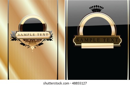 Black And Gold Royal Ornate Banner. Vector Illustration.