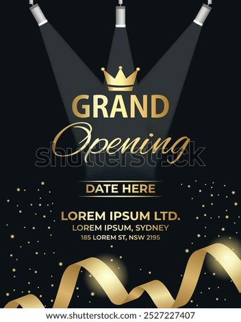 BLack and Gold Royal Theme Banner for Grand Opening Banner with Spotlights