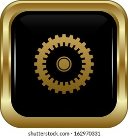 Black gold settings button. Abstract vector illustration.