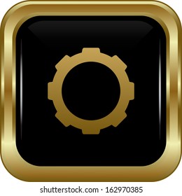 Black gold settings button. Abstract vector illustration.