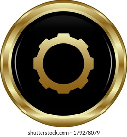 Black gold settings button. Abstract vector illustration.