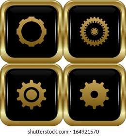 Black gold settings buttons. Abstract vector illustration.