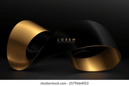 Black and gold shape on black background