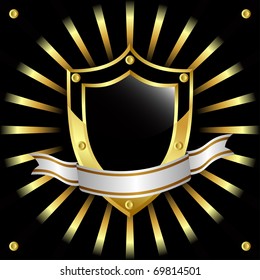 Black and gold shield on a black background. JPEG version is available as ID 68187034.