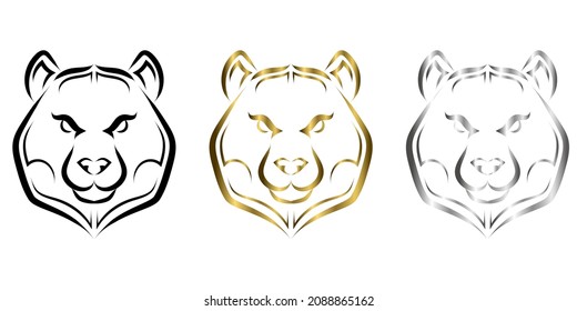 Black gold and silver line art of bear head. Good use for symbol, mascot, icon, avatar, tattoo, T Shirt design, logo or any design you want.