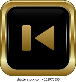 Black gold skip button. Abstract vector illustration.