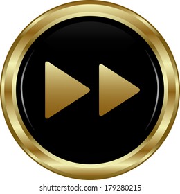 Black gold skip button. Abstract vector illustration.