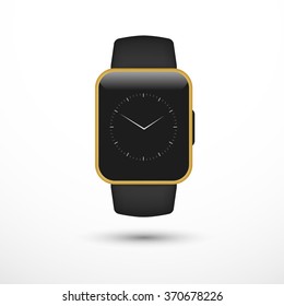 black gold smart watch vector isolated illustration