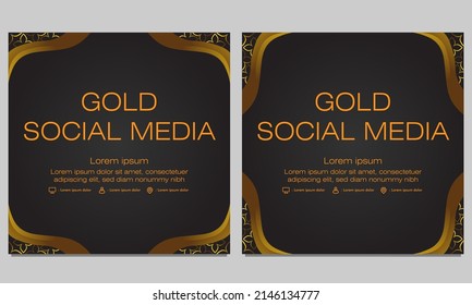 black gold social media post template design
